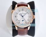 TW Factory Jaeger-LeCoultre Master Control Geographic Rose Gold Silver Dial Brown Leather Strap